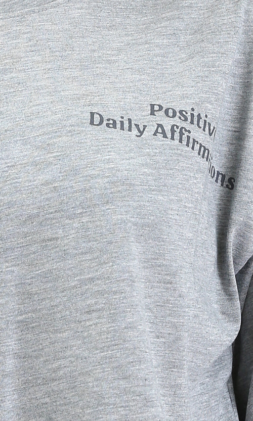 R209244 - Printed Relaxed Fit Cotton Tee - Heather Grey