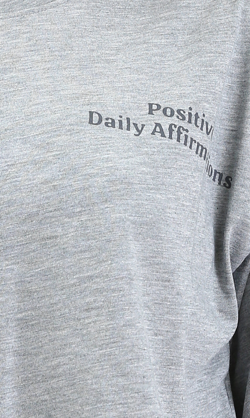 R209244 - Printed Relaxed Fit Cotton Tee - Heather Grey