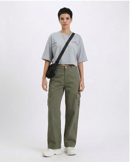 R209244 - Printed Relaxed Fit Cotton Tee - Heather Grey