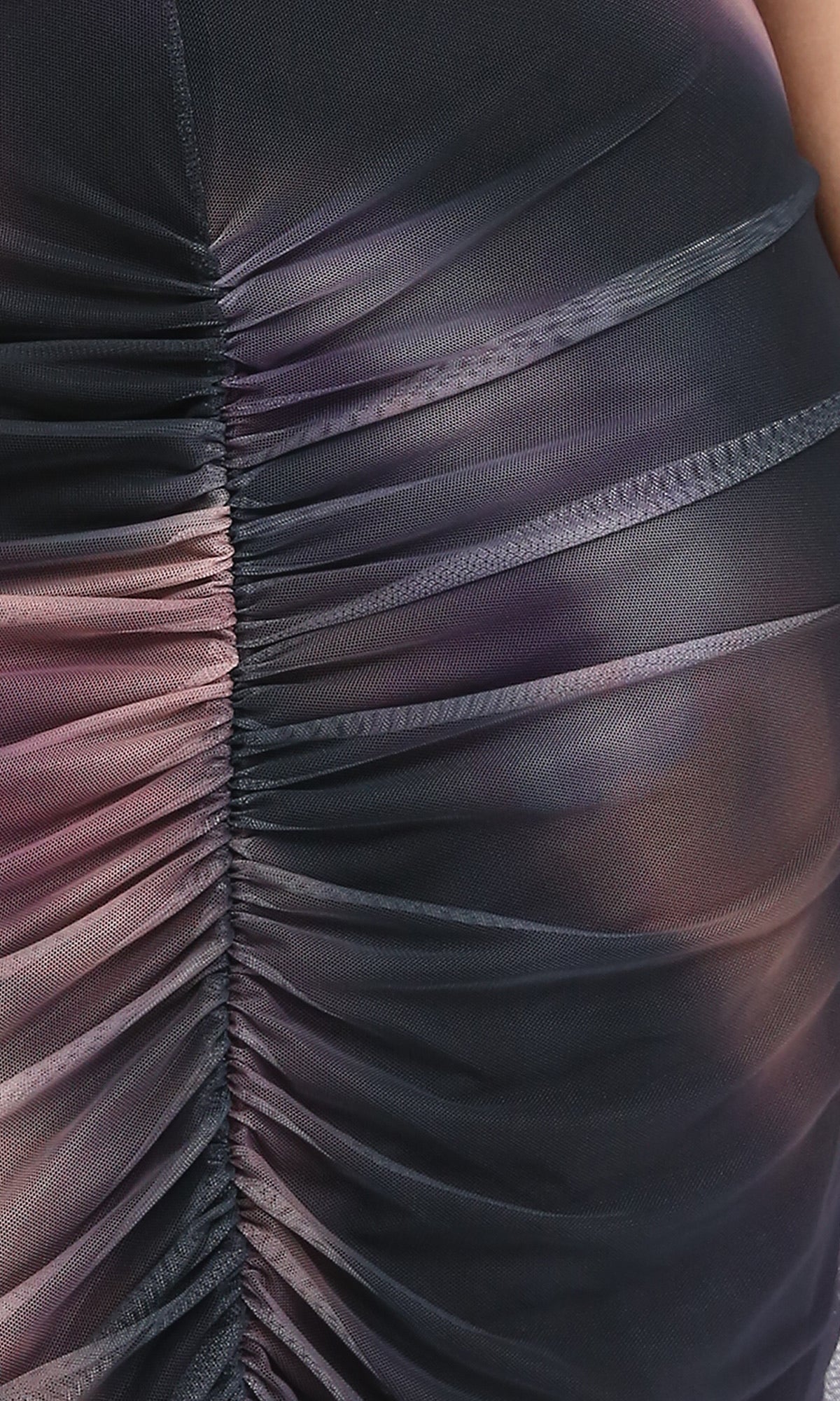 R209248 - Slip On Tulle Skirt with Front Slit - Coffee & Black