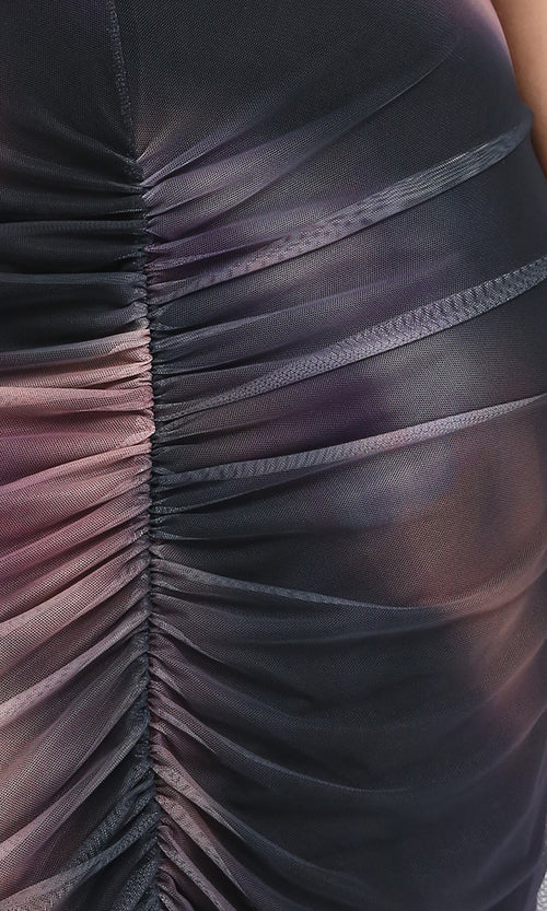 R209248 - Slip On Tulle Skirt with Front Slit - Coffee & Black