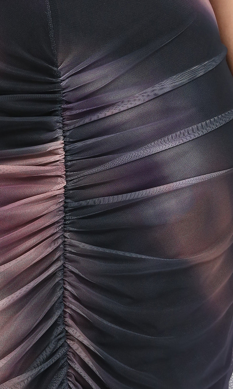 R209248 - Slip On Tulle Skirt with Front Slit - Coffee & Black