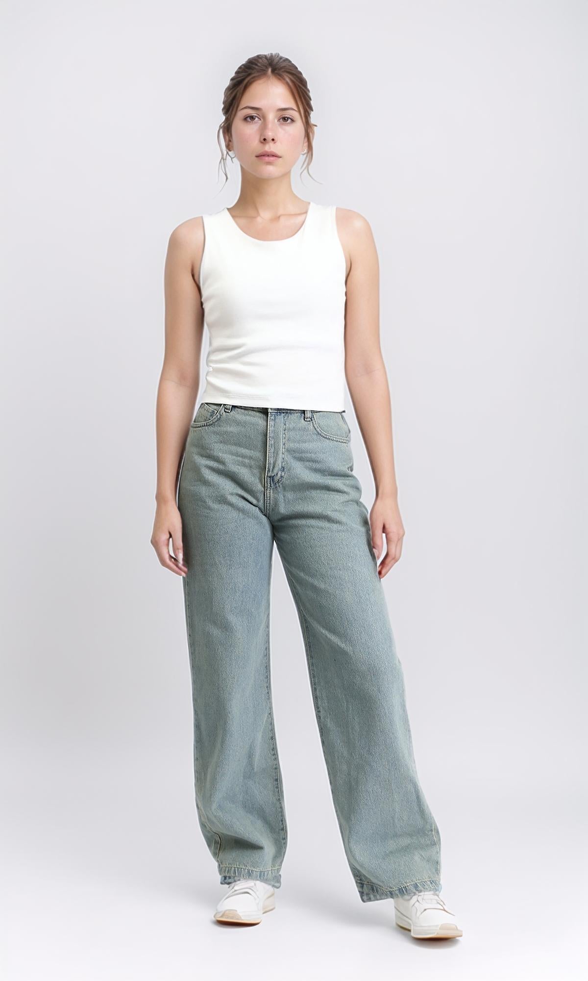 R209250 - Solid Cotton Sleeveless Tank Top - White