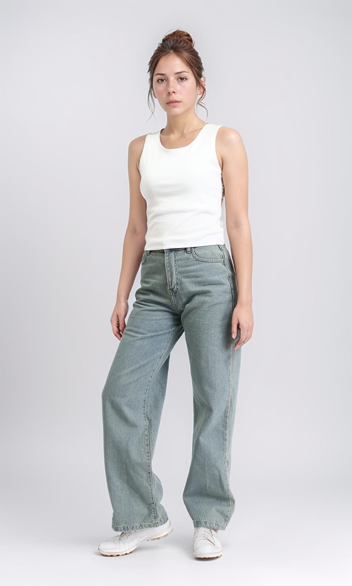 R209250 - Solid Cotton Sleeveless Tank Top - White