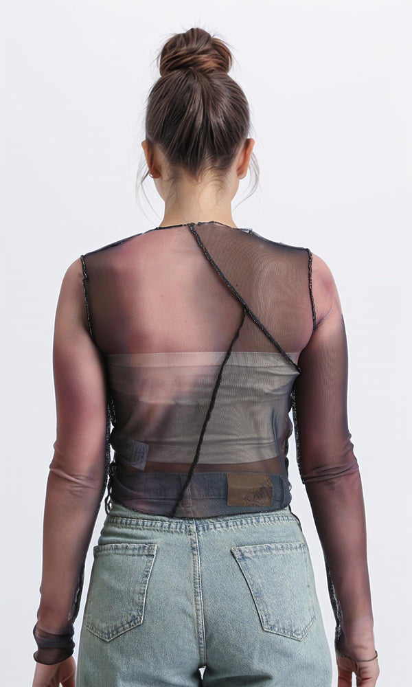 R209251 - Long Sleeves Summer Sheer Top - Multicolor