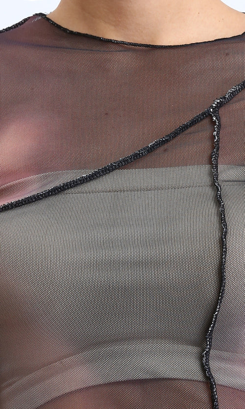 R209251 - Long Sleeves Summer Sheer Top - Multicolor