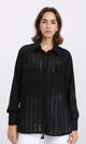 R209260 - Self Pattern Summer Sheer Shirt - Black