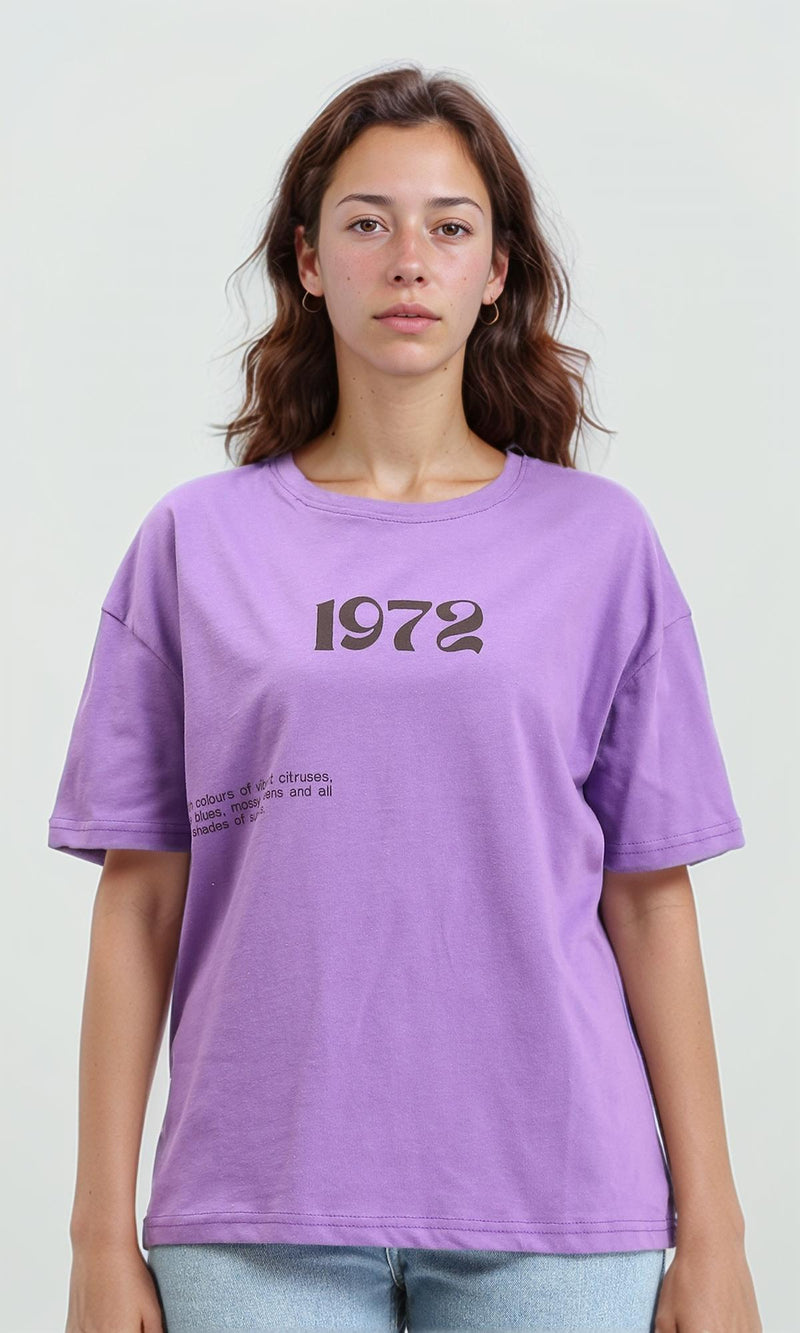 R209261 - "1972" Cotton Slip On Tee - Light Purple