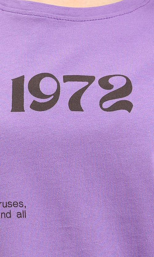 R209261 - "1972" Cotton Slip On Tee - Light Purple