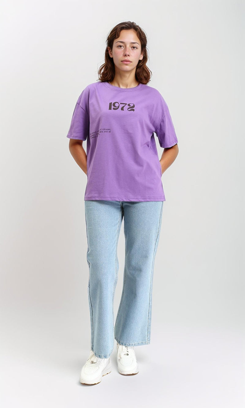 R209261 - "1972" Cotton Slip On Tee - Light Purple