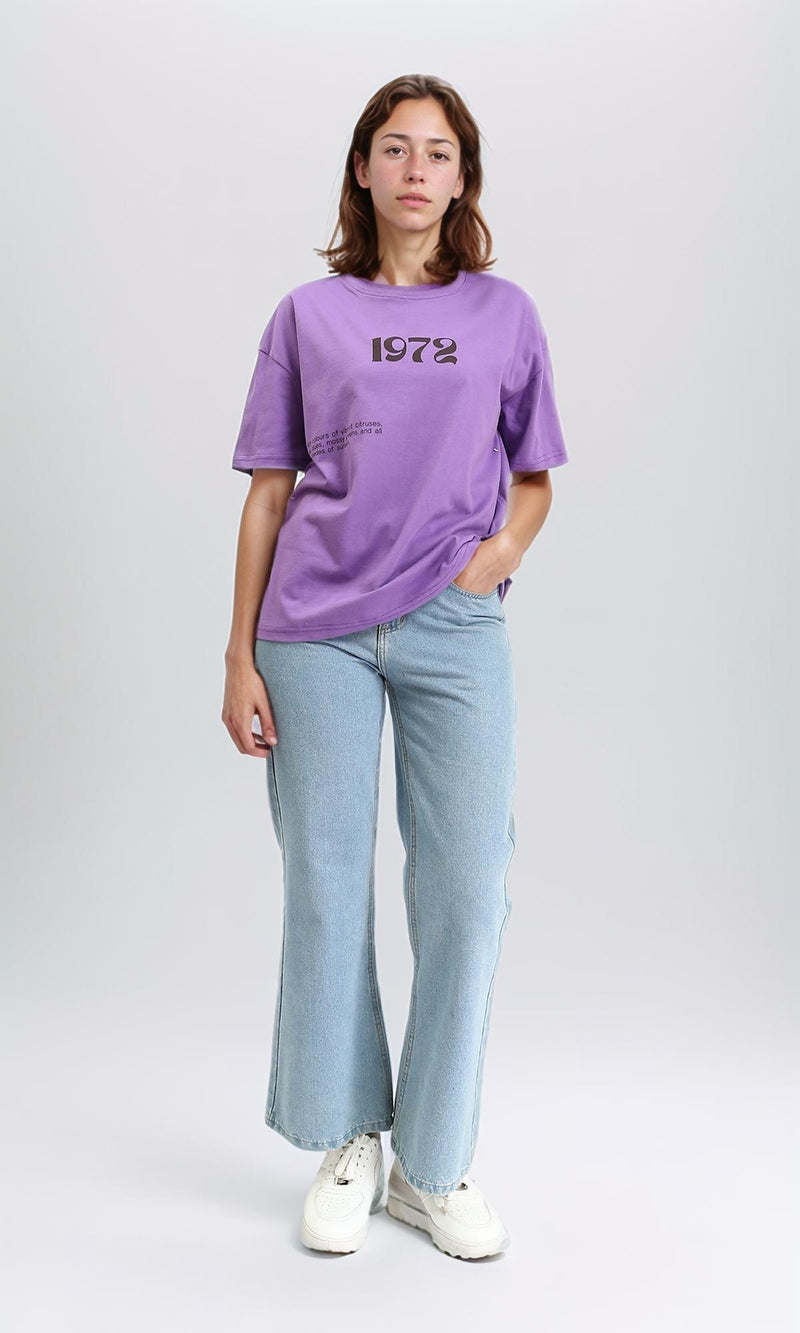 R209261 - "1972" Cotton Slip On Tee - Light Purple