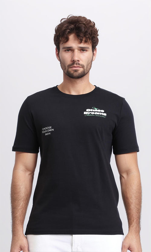 R209358 - Regular Cotton Tee with Short Sleeves - Black