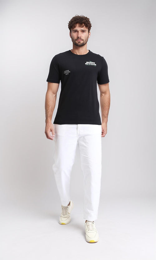 R209358 - Regular Cotton Tee with Short Sleeves - Black