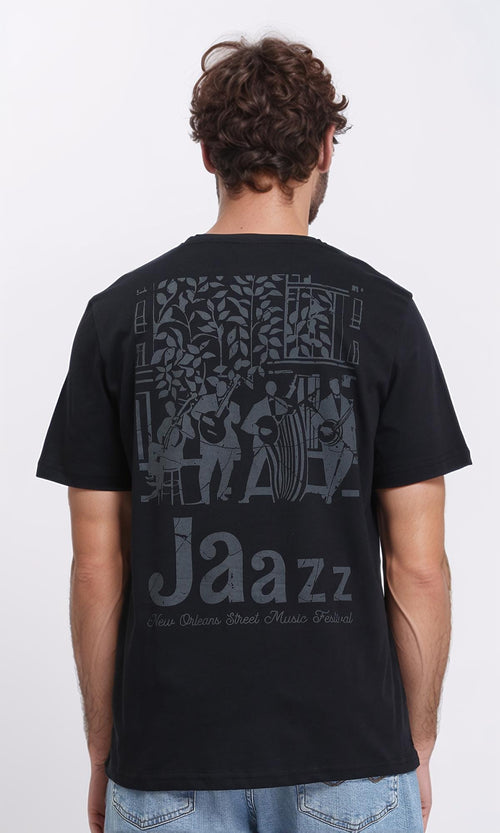 R209359 - Printed "Jaazz" Casual Tee - Black