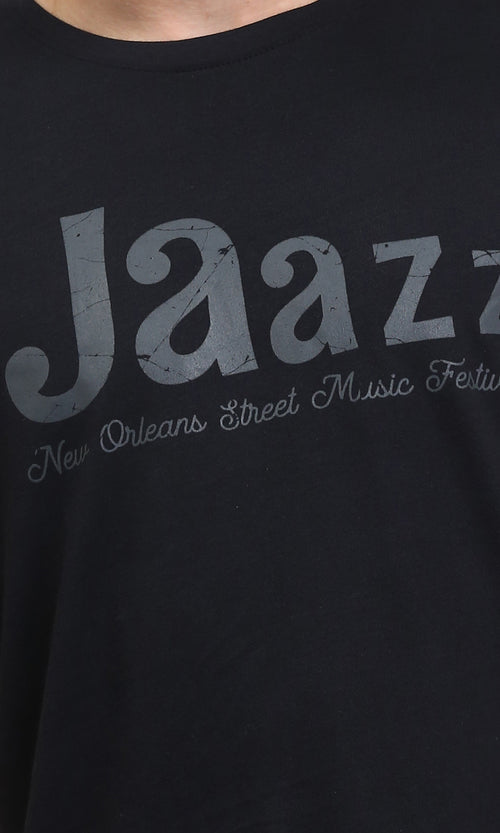 R209359 - Printed "Jaazz" Casual Tee - Black