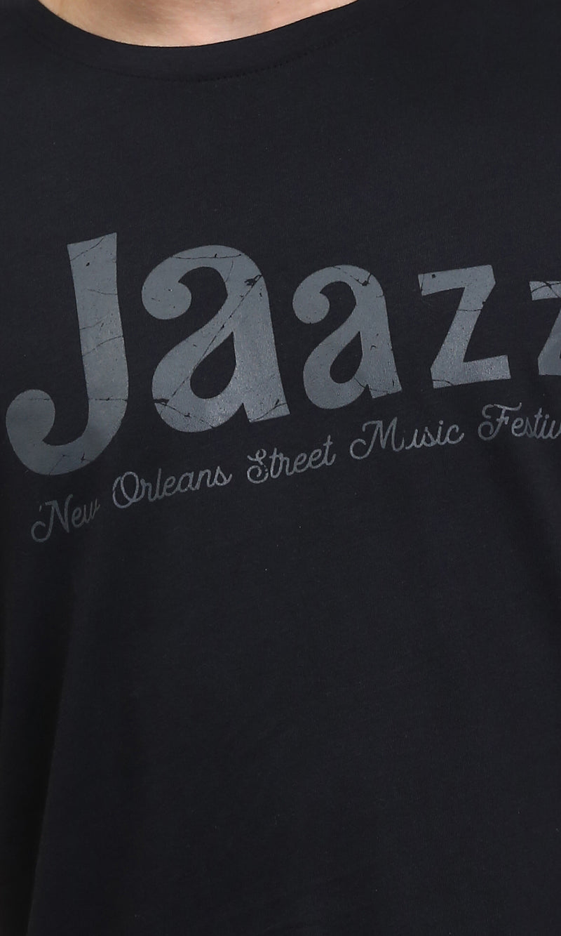 R209359 - Printed "Jaazz" Casual Tee - Black
