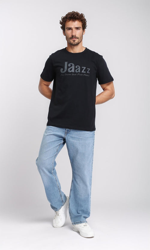 R209359 - Printed "Jaazz" Casual Tee - Black