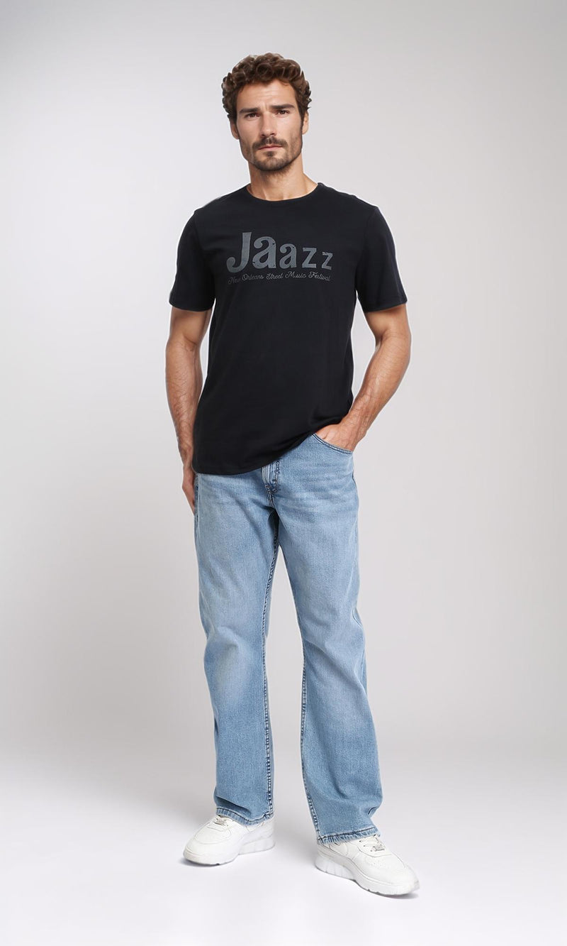 R209359 - Printed "Jaazz" Casual Tee - Black