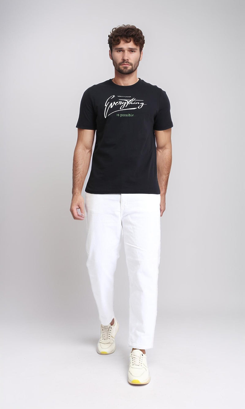 R209362 - Crew Neck Printed Summer Tee - Black