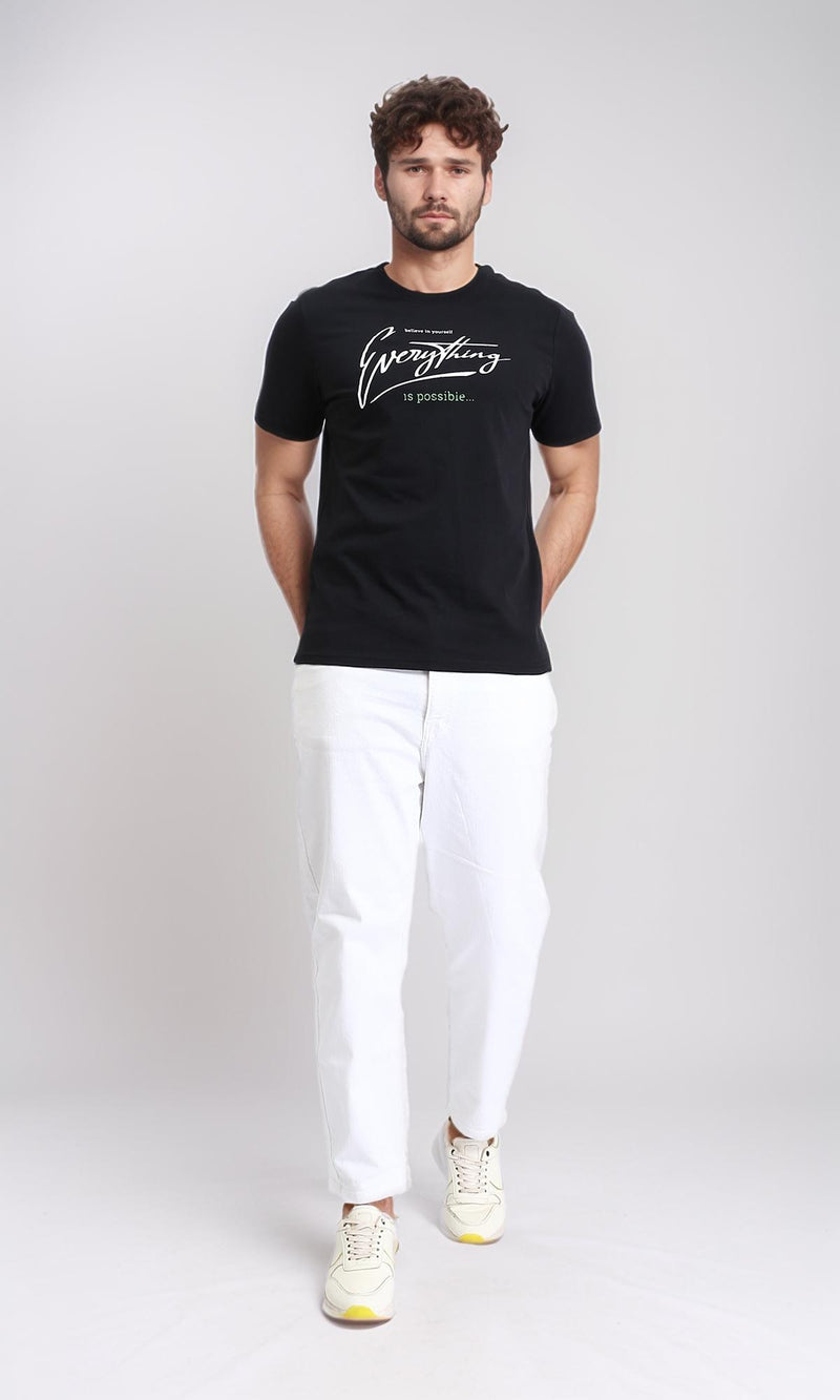 R209362 - Crew Neck Printed Summer Tee - Black