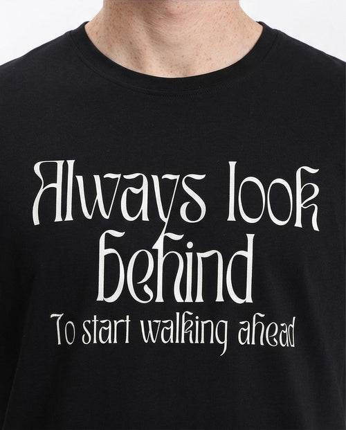RAVIN Men’s "Always Look Behind" Graphic T-Shirt – Elevated Street Collection - Black - R209364
