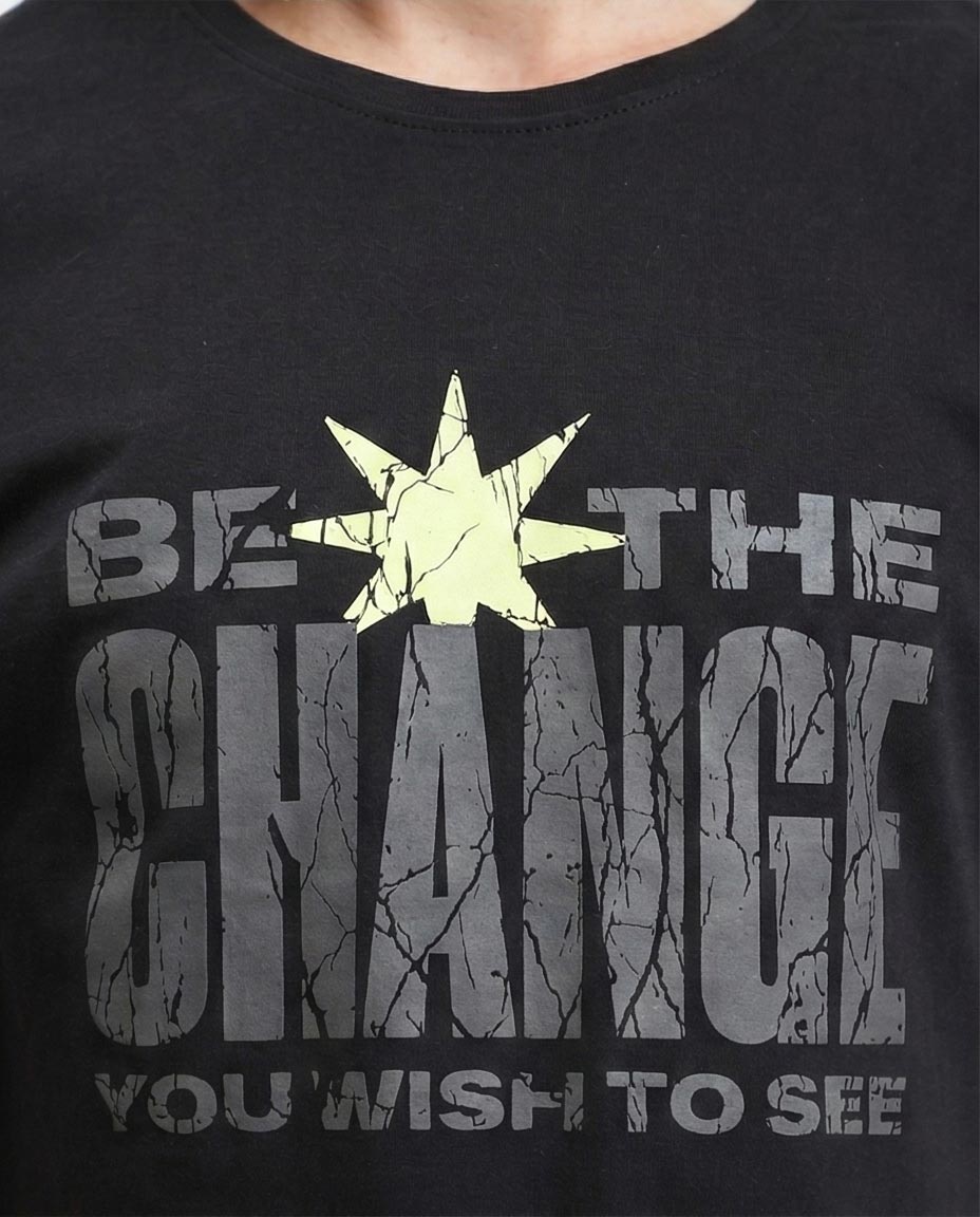 Ravin "Be The Change" Distressed Graphic Tee – Street Style Black - R209365