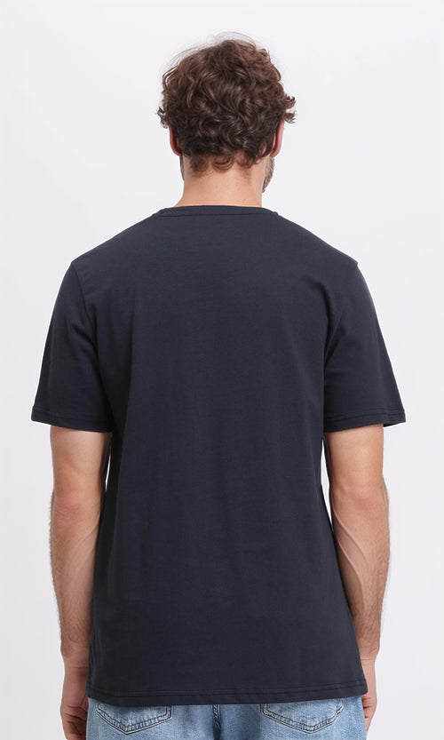 R209368 - Round Neck Short Sleeves Printed Tee - Black