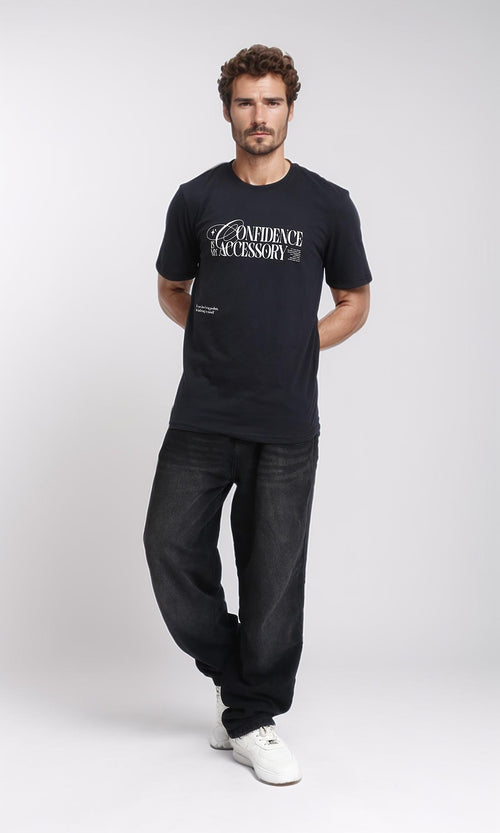 R209369 - Printed Regular Fit Slip On Tee - Black