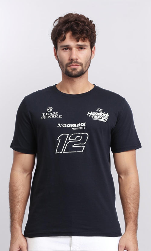 R209372 - Front & Back Print Short Sleeves Tee - Black