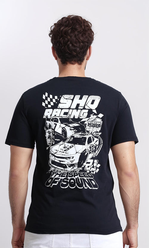 R209372 - Front & Back Print Short Sleeves Tee - Black