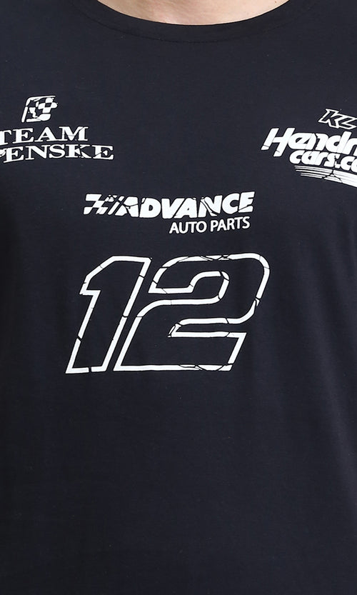 R209372 - Front & Back Print Short Sleeves Tee - Black