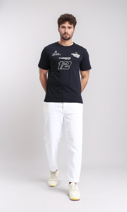 R209372 - Front & Back Print Short Sleeves Tee - Black