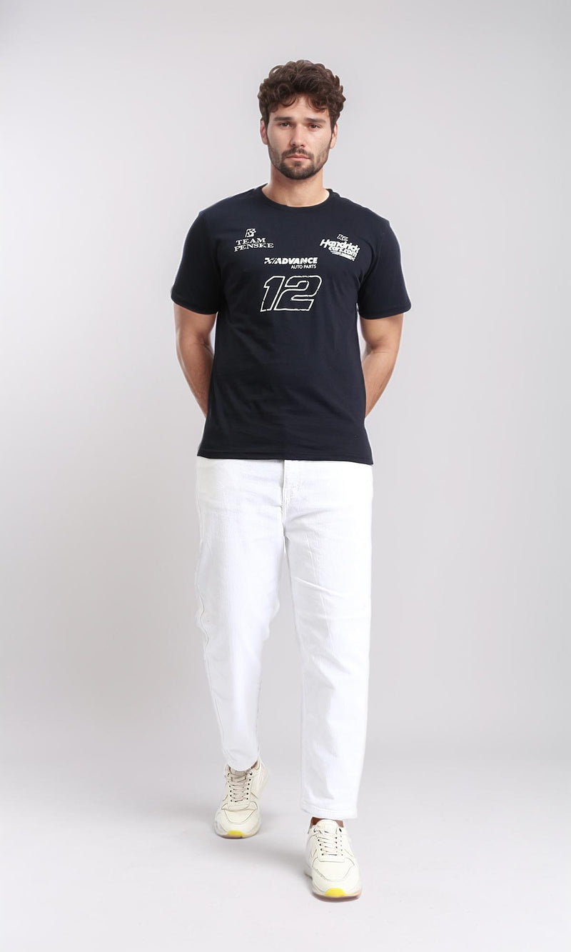 R209372 - Front & Back Print Short Sleeves Tee - Black