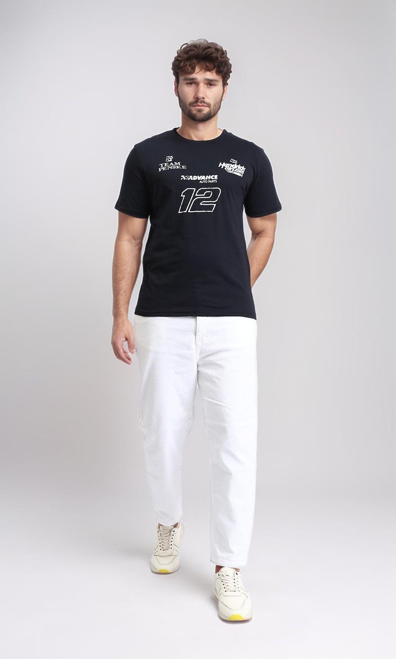 R209372 - Front & Back Print Short Sleeves Tee - Black