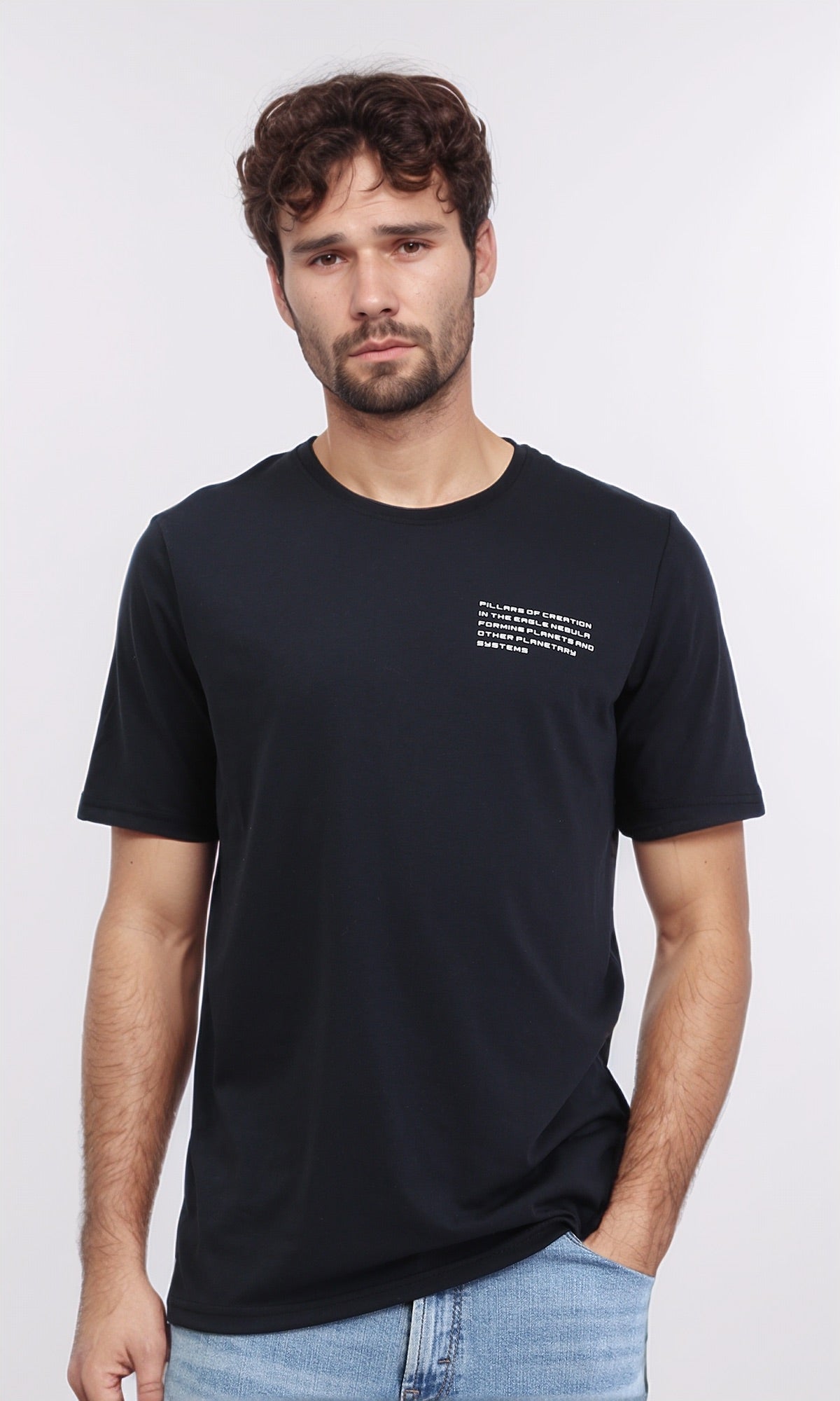 Regular Fit Slip On Cotton Tee - Black