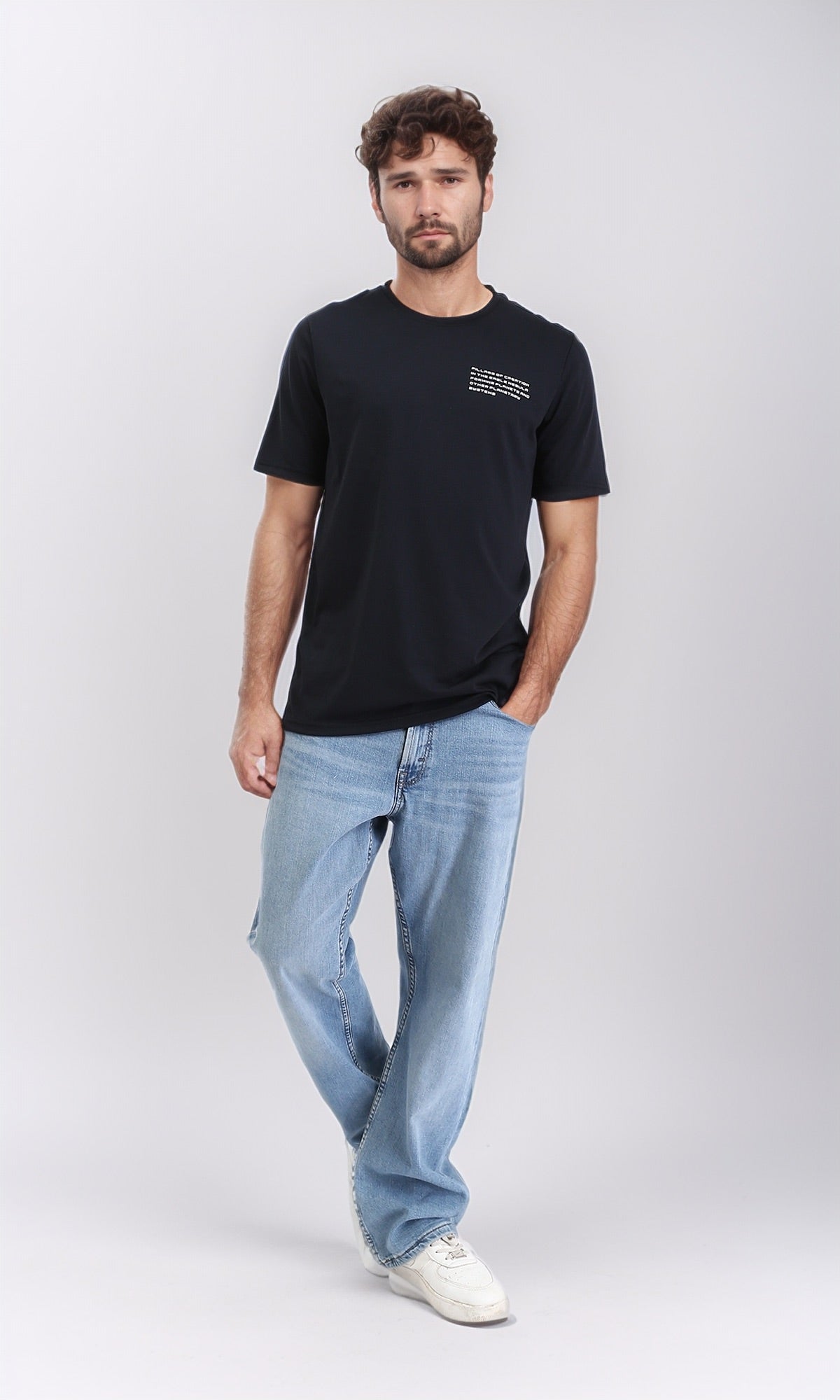 R209374 - تي شيرت قطني مريح سهل الارتداء - أسود