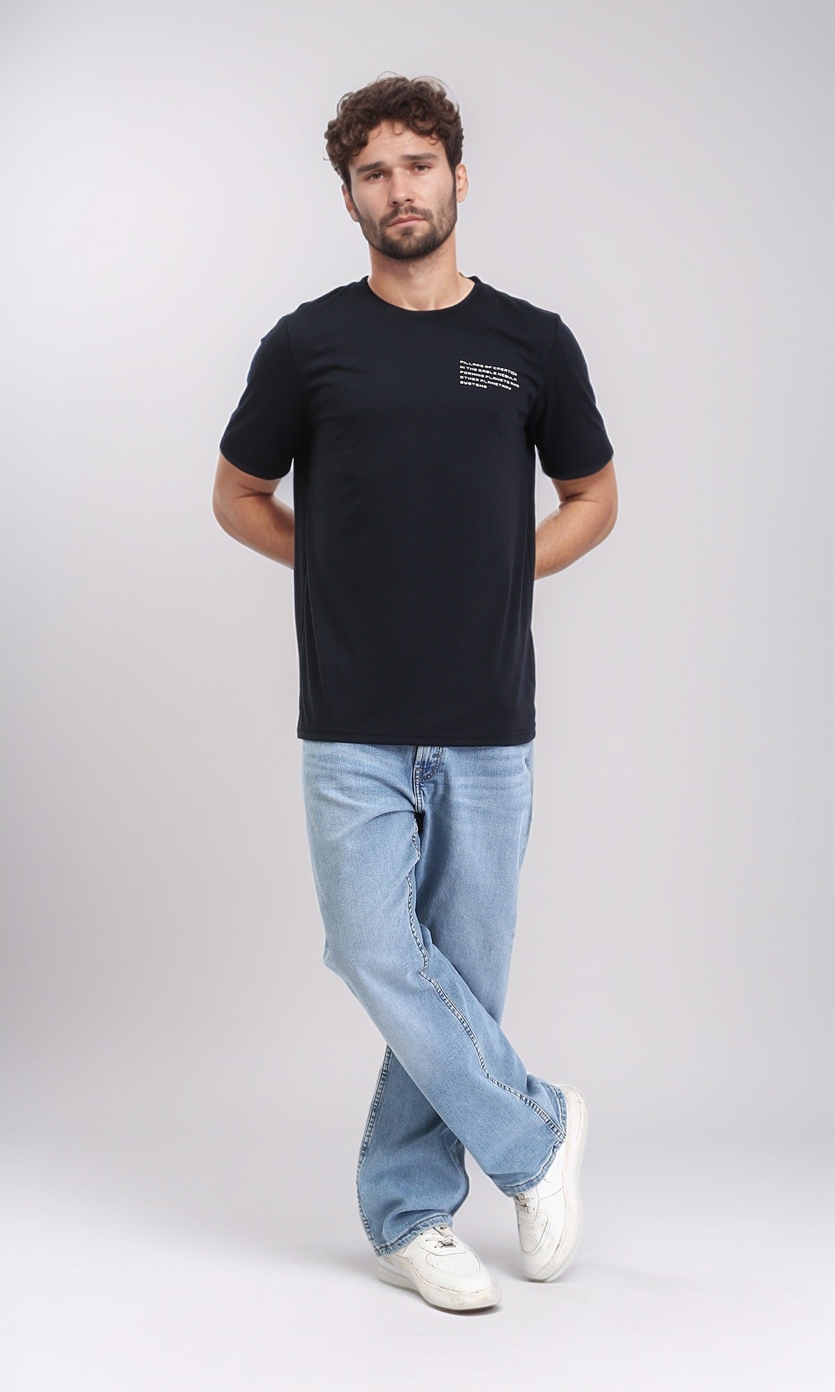 R209374 - تي شيرت قطني مريح سهل الارتداء - أسود