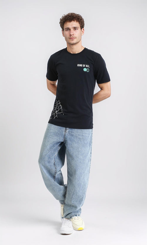 R209375 - "King Of All" Printed Regular Tee - Black