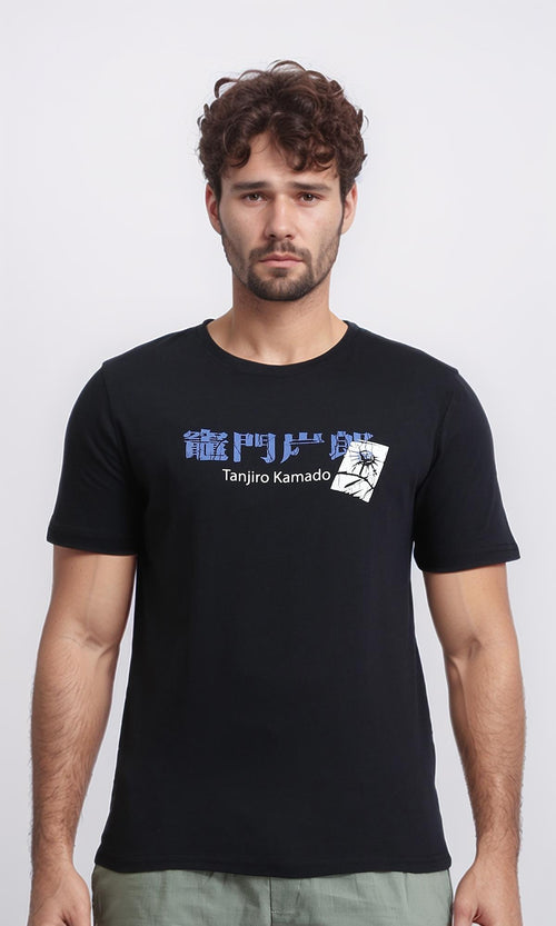 R209376 - Front & Back Print Cotton Tee - Black