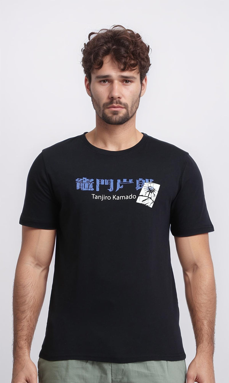 R209376 - Front & Back Print Cotton Tee - Black