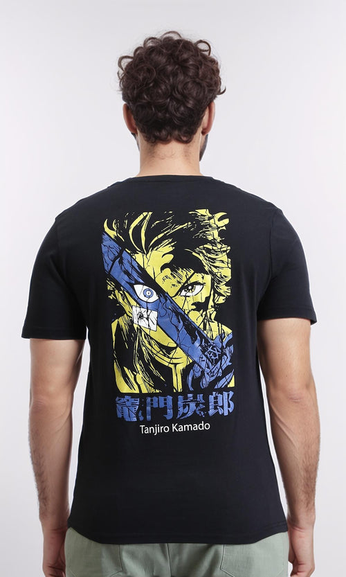 R209376 - Front & Back Print Cotton Tee - Black