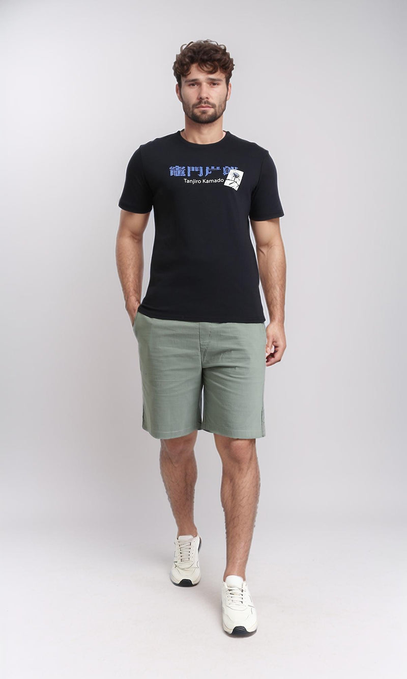 R209376 - Front & Back Print Cotton Tee - Black