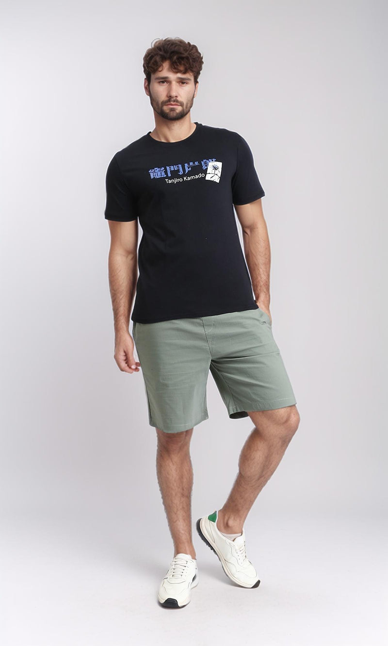 R209376 - Front & Back Print Cotton Tee - Black