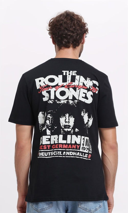 R209377 - Slip On Crew Neck Printed Tee - Black