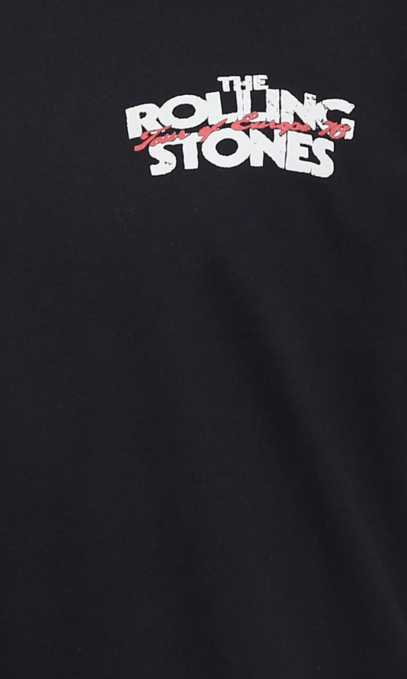 R209377 - Slip On Crew Neck Printed Tee - Black