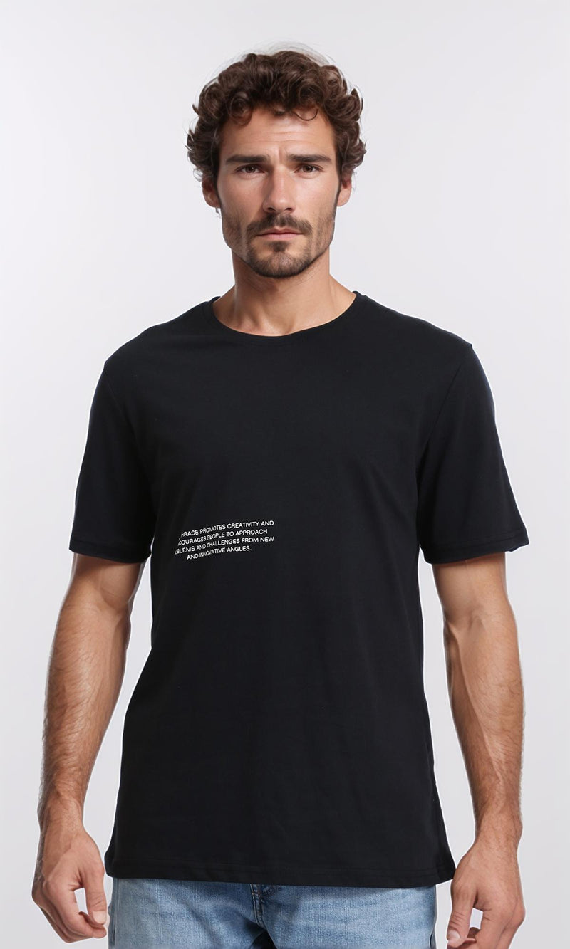 R209380 - Crew Neck Slip On Printed Tee - Black