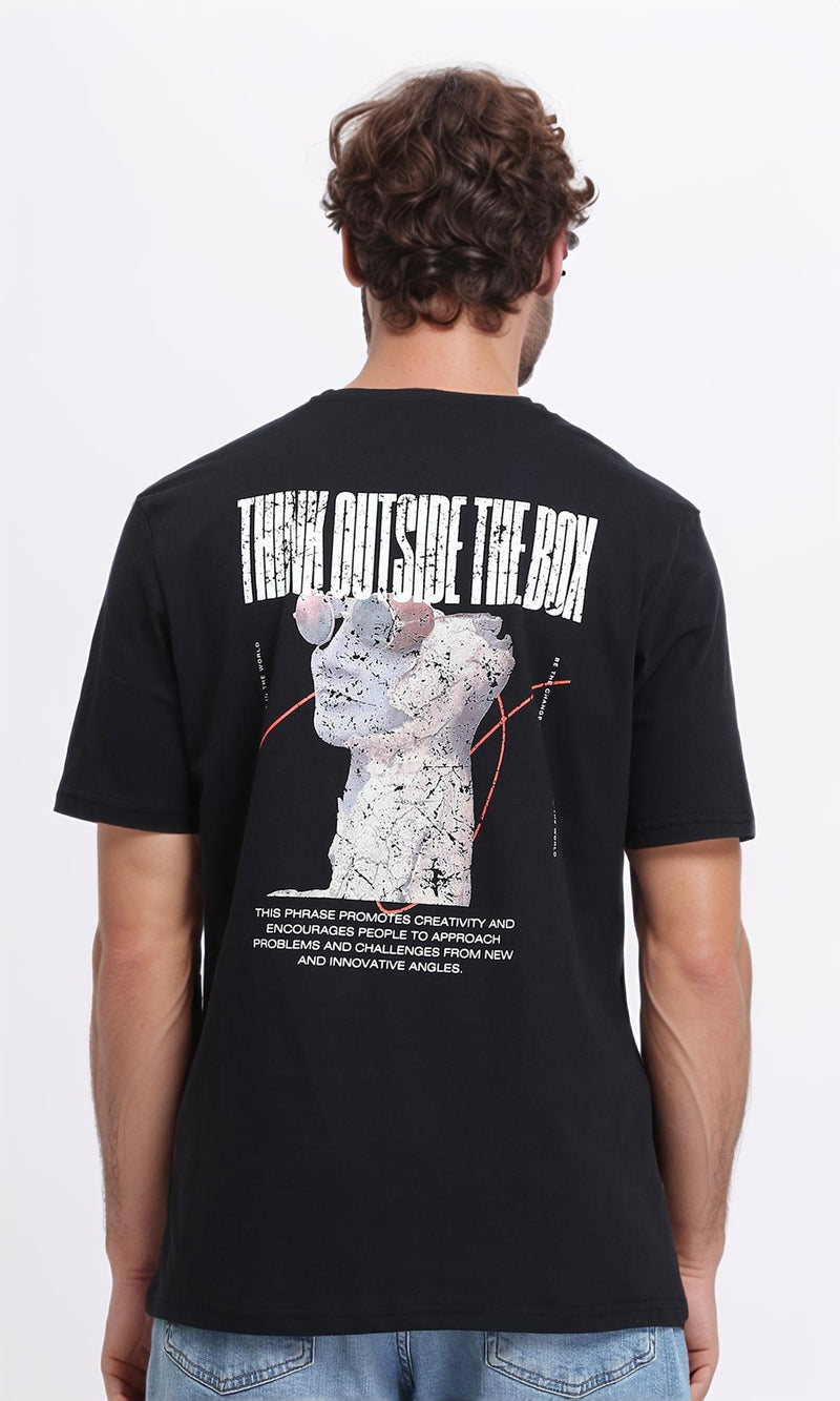 R209380 - Crew Neck Slip On Printed Tee - Black