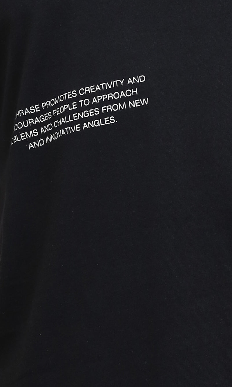 R209380 - Crew Neck Slip On Printed Tee - Black