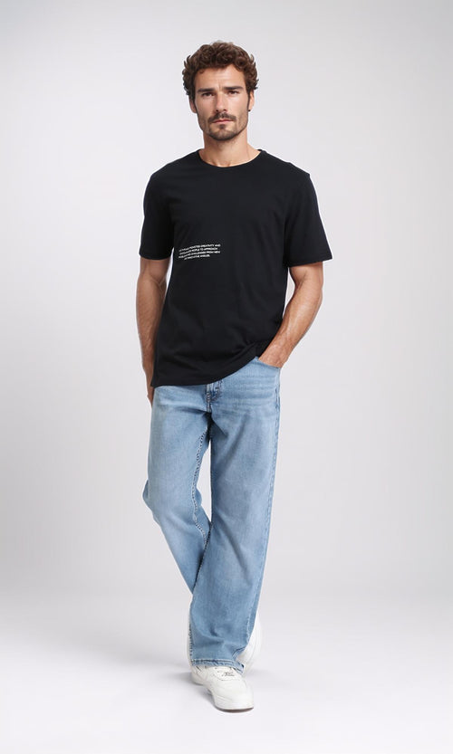 R209380 - Crew Neck Slip On Printed Tee - Black