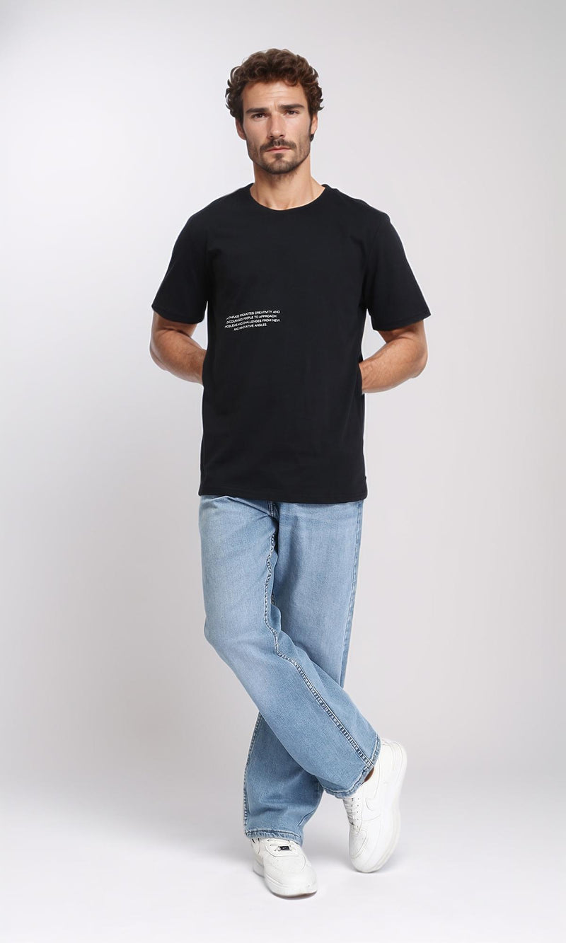 R209380 - Crew Neck Slip On Printed Tee - Black